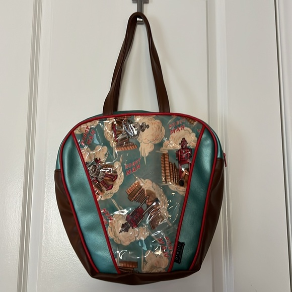 Atenti Handbags - Rare Vintage Atenti Robot Man Purse Shoulder Bag Teal Brown Red